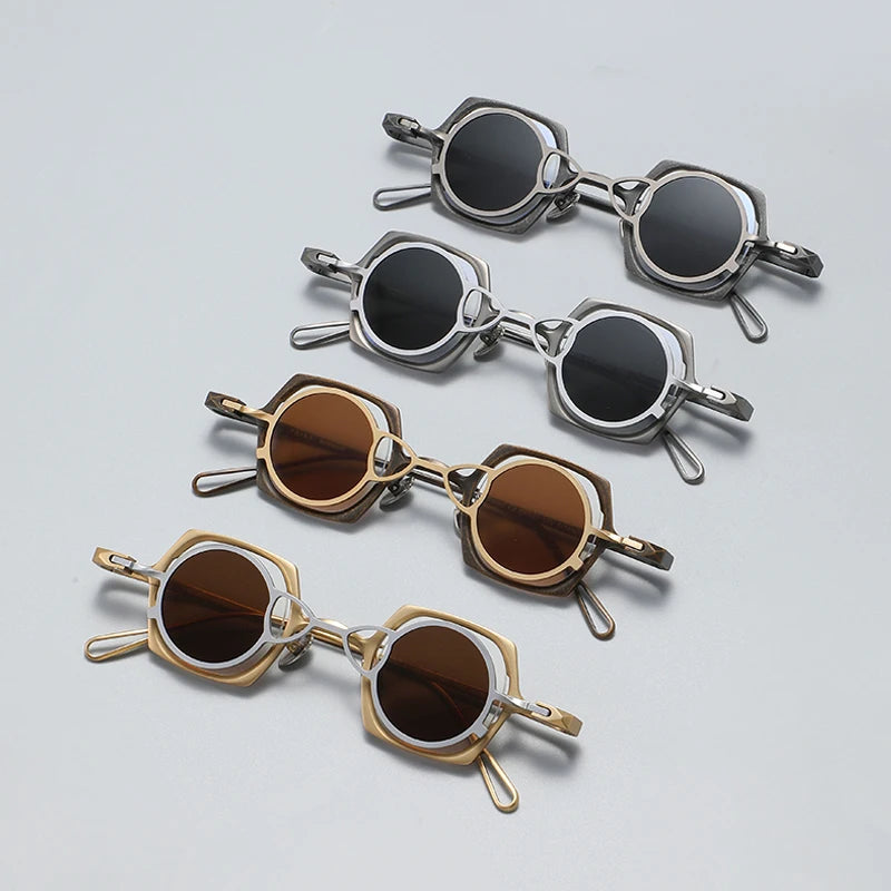 Vintage 2 In 1 Magnet Clip Pure Titanium Eyeglasses Frame Men Square Polarized Glasses Frame Women Designer Luxury Brand Eyewear