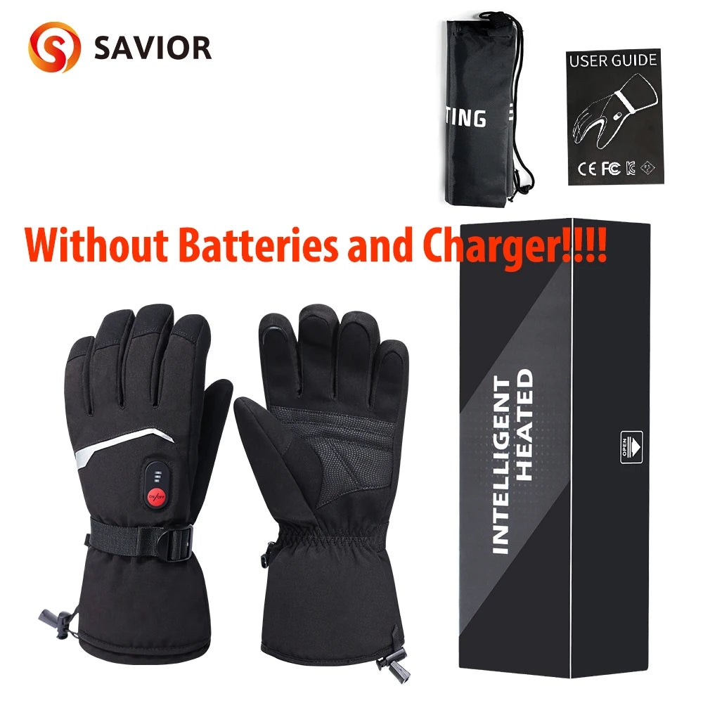 SNOW DEER Winter Heated Gloves Women Men Electric Motorcycles Thermal Ski Glove Heating Waterproof Rechargeable Battery Charger
