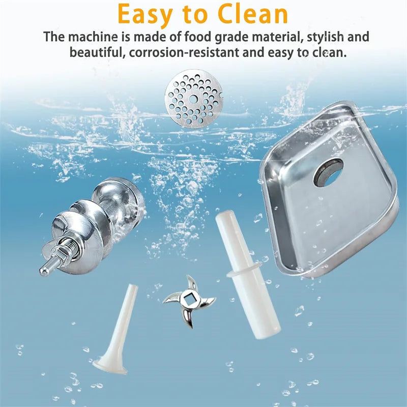 Commercial Meat Grinder, Stainless Steel Meat Grinder, 265lbs/H Electric Meat Grinder Heavy Duty with 2 Blades, 2 Plates