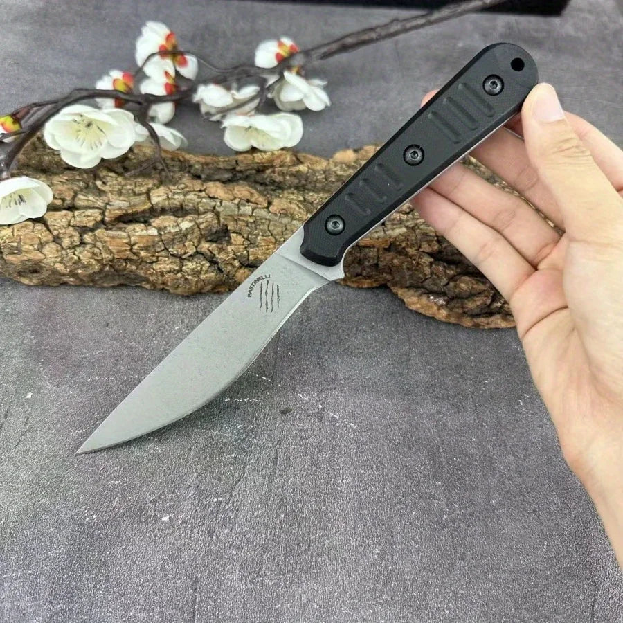 Heavy-duty Stainless Steel Straight-bladed Knife with G10 Anti-slip Handle for Outdoor Camping Wilderness Survival EDC Hunting