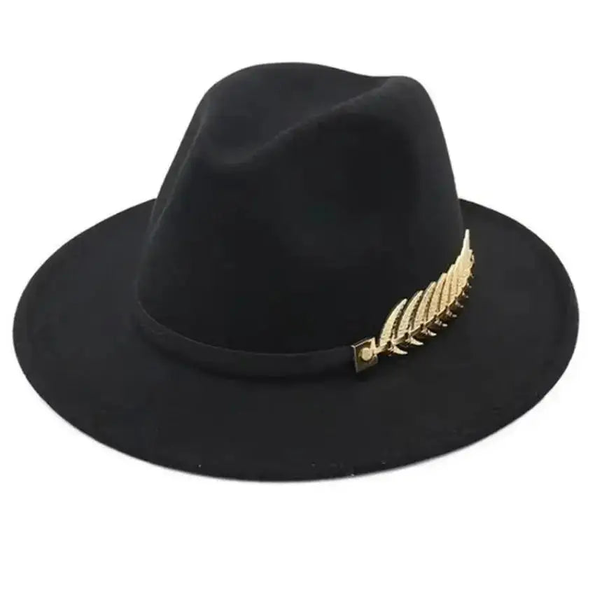 Simple Fashion Formal Occasion Couples Woolen Hats Large Brimmed Jazz Hats Autumn And Winter Fashion British Vintage Top Hats