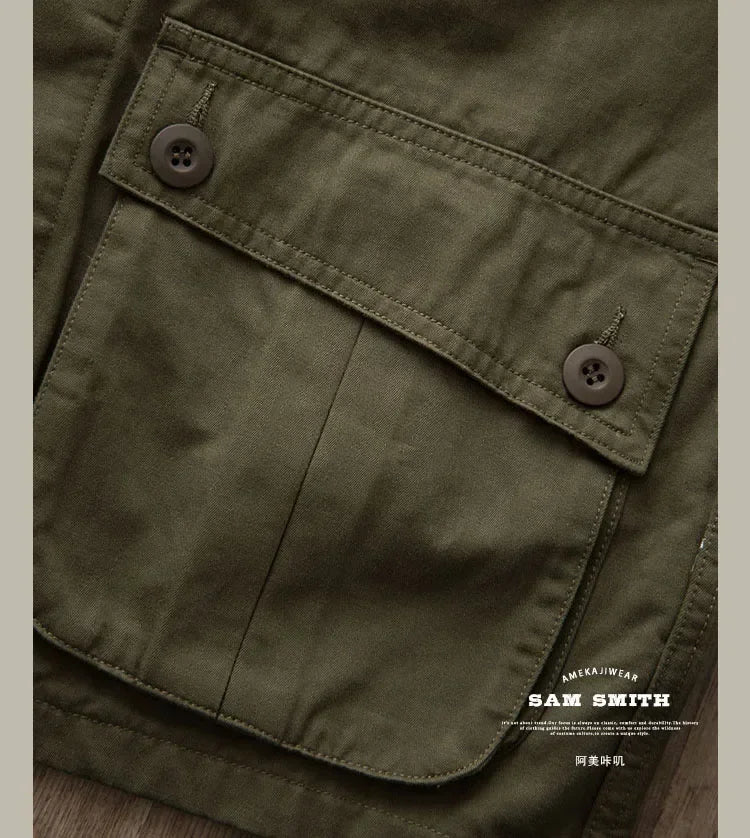 TCU Multi Pockets American Vintage Casual Jackets Spring Autumn 100% Cotton Chevron Coats for Male Amekaji Workwear Hunting Wear