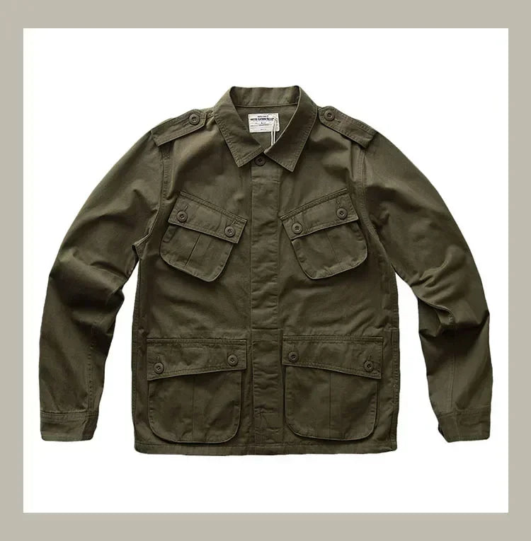 TCU Multi Pockets American Vintage Casual Jackets Spring Autumn 100% Cotton Chevron Coats for Male Amekaji Workwear Hunting Wear