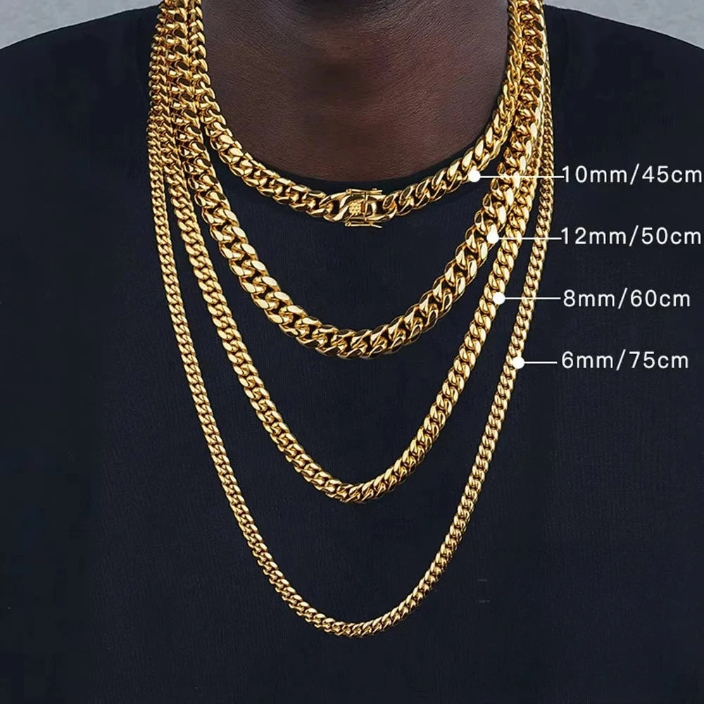 6mm-22mm wide 316L Stainless Steel Cuban Miami Chains Necklaces Big Heavy Round Link Chain for Men Hip Hop Rock jewelry
