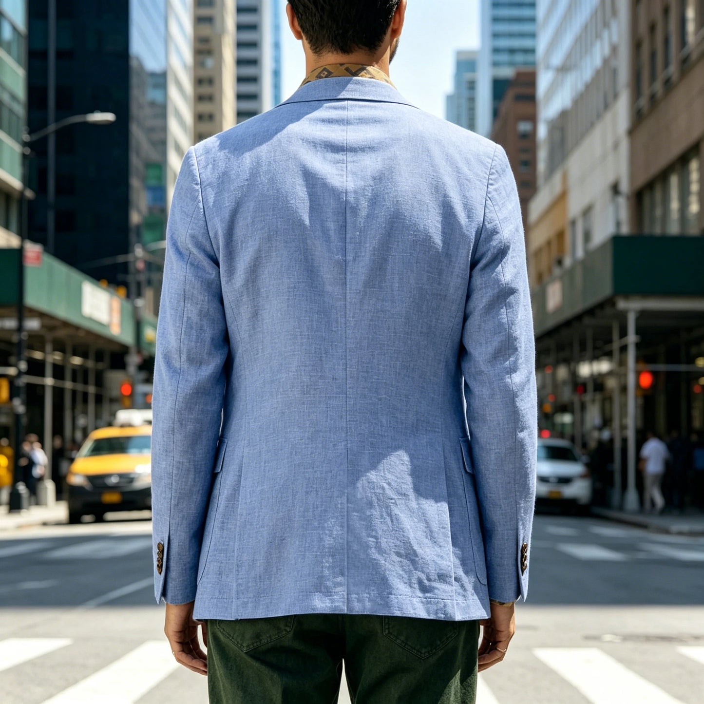 Italian Style Men's Linen Blazer Casual Business Suit Jacket Notched Lapel Breathable Summer Sport Coat for Wedding Groom Party