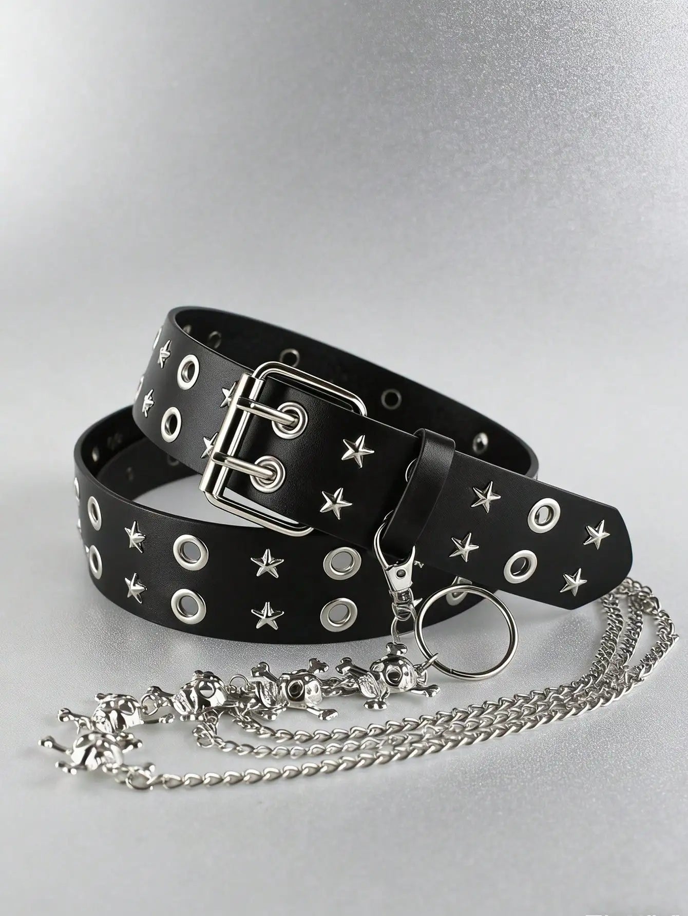 Solid Color Punk Rhinestone Studded Leather Belt, Suitable For Teens, Casual Outdoor, Athletic, Vacations, Graduation Gifts, Birthday, Daily Wear