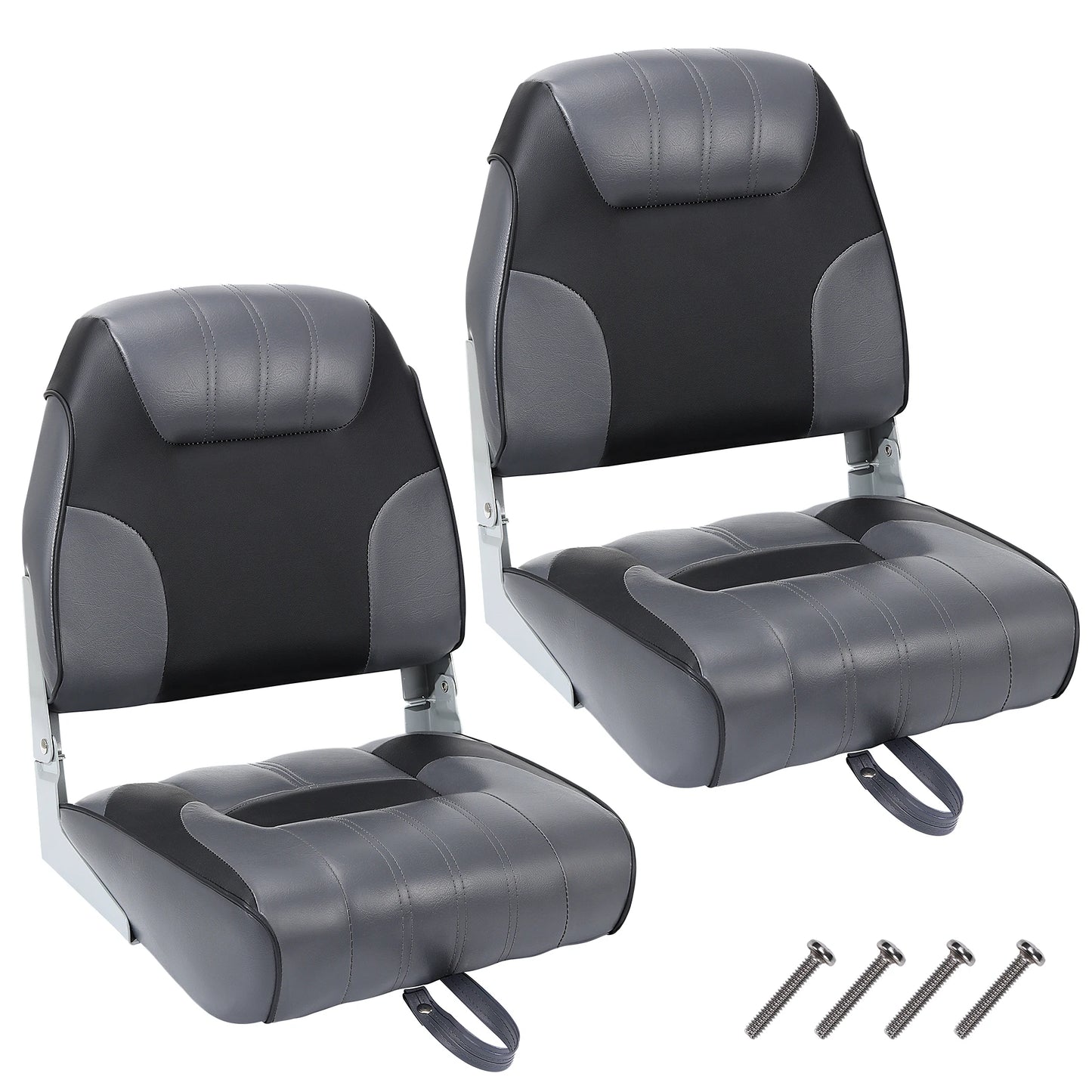 2 Pack Boat Seats Low Back,Boat Seats Stainless Steel Screws Included,Fold-Down Fishing Boat Chair with Thickened Sponge Padding