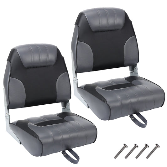 2 Pack Boat Seats Low Back,Boat Seats Stainless Steel Screws Included,Fold-Down Fishing Boat Chair with Thickened Sponge Padding