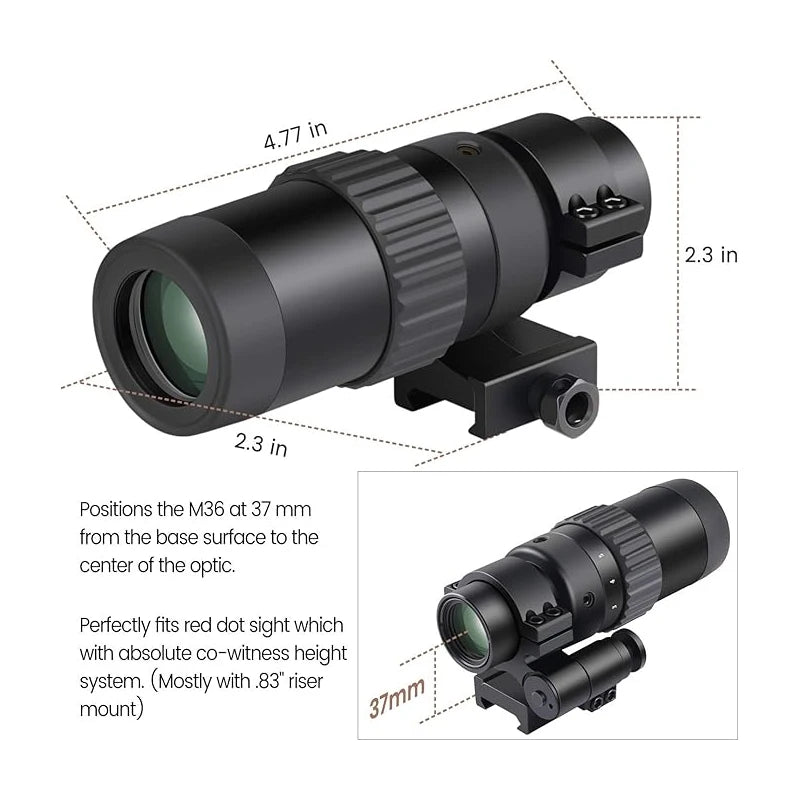 Feyachi M36 1.5X - 5X Red Dot Sight Optics Magnifier with Flip to Side Mount