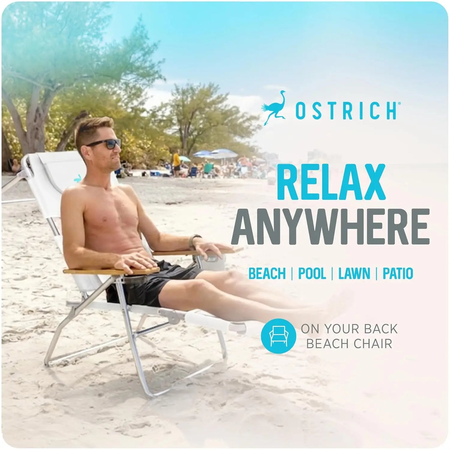 the Deluxe 3N1 Reclining Lounge Chair, Folding Outdoor Lounger and Extra-Wide Beach Chair with Wooden Armrests and Face, Custom