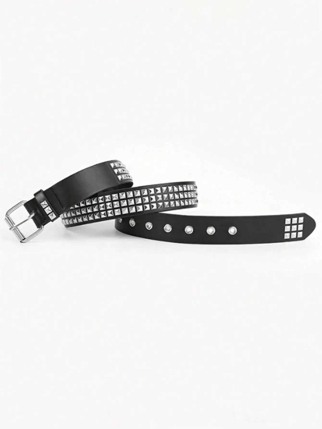 Solid Color Punk Rhinestone Studded Leather Belt, Suitable For Teens, Casual Outdoor, Athletic, Vacations, Graduation Gifts, Birthday, Daily Wear