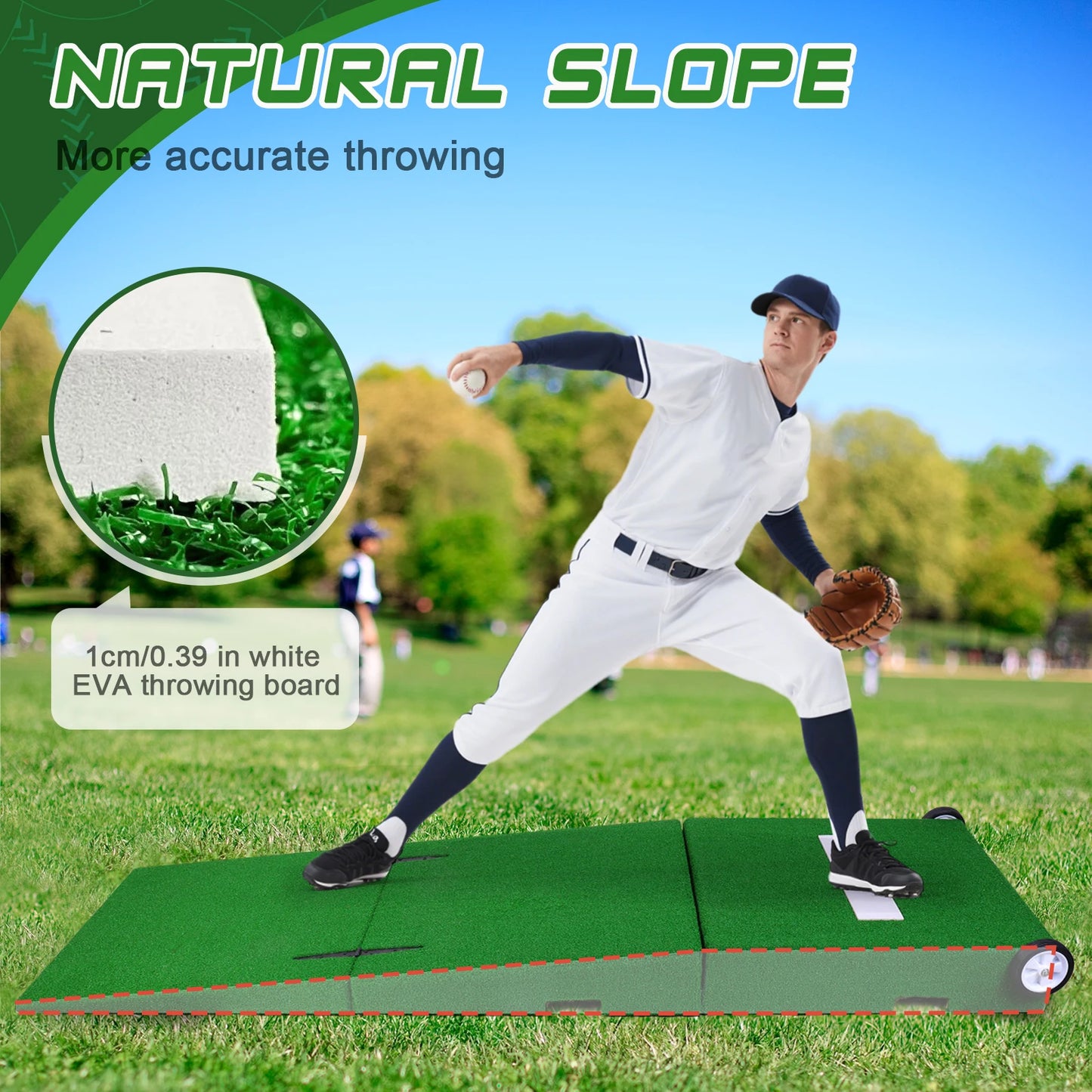 88x28x6 Inch Foldable Pitching Mound with Carry Handle Baseball Pitchers Mound for Practice Softball Youth Backyard Training