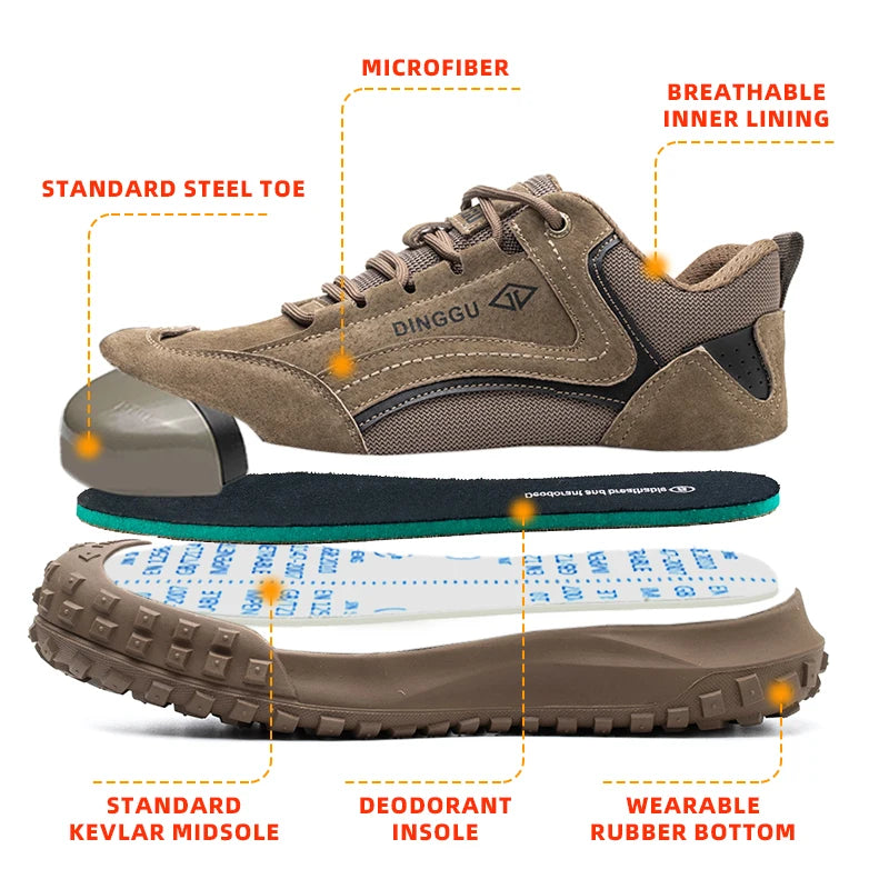 Men's Steel Toe Anti-Puncture Breathable Lightweight Indestructible Industrial And Construction Site protective shoes