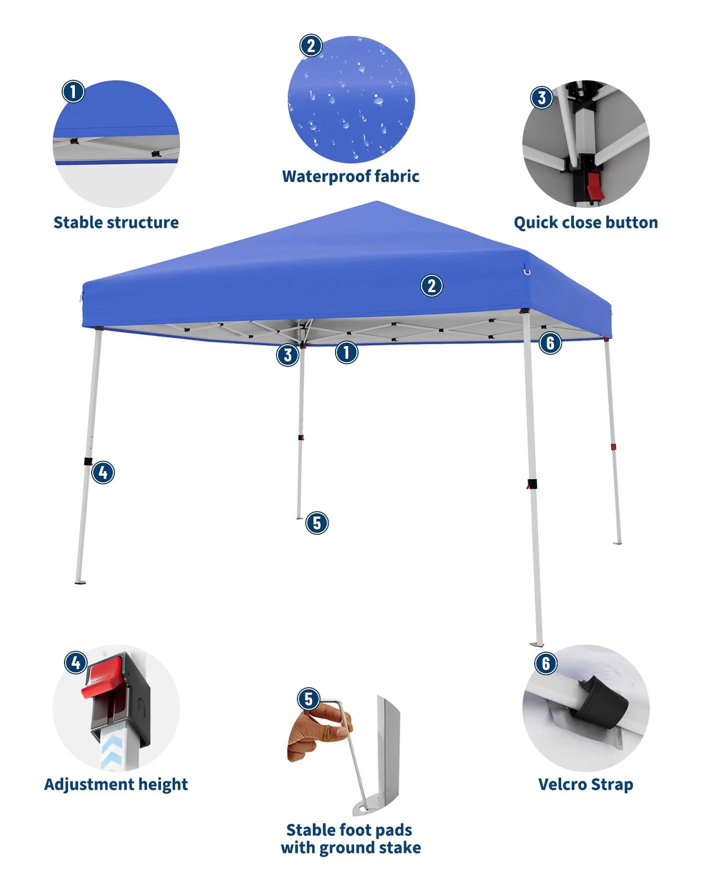 Folding Slanted Canopy Tent 210D Oxford Cloth Cover Iron Tube Portable Patio Umbrella for Trade Shows Event Outdoor Beach Garden