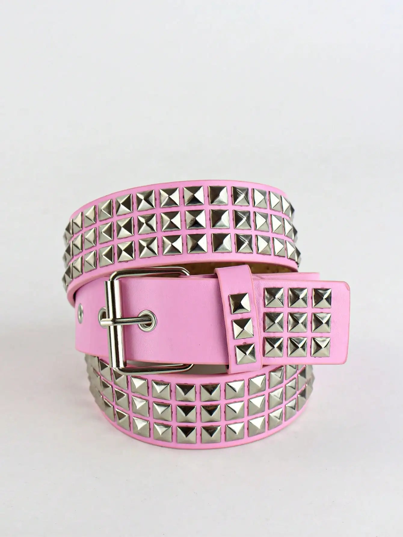 Solid Color Punk Rhinestone Studded Leather Belt, Suitable For Teens, Casual Outdoor, Athletic, Vacations, Graduation Gifts, Birthday, Daily Wear
