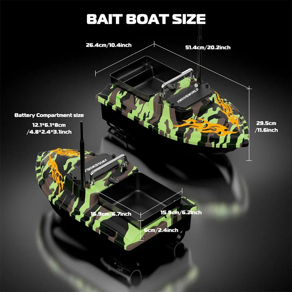 VWVIVIDWORLD,2024 New,RC Fishing Bait Boat,2KG Loaded,Fixed Speed Cruise,Waterproof,High Speed,4 Night Light