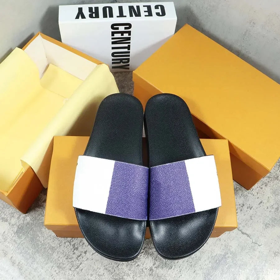 Designers Slides Womens Slippers Floral Slipper Leather Rubber Flats Sandals Summer Beach Shoes Loafers Gear Bottoms Slider