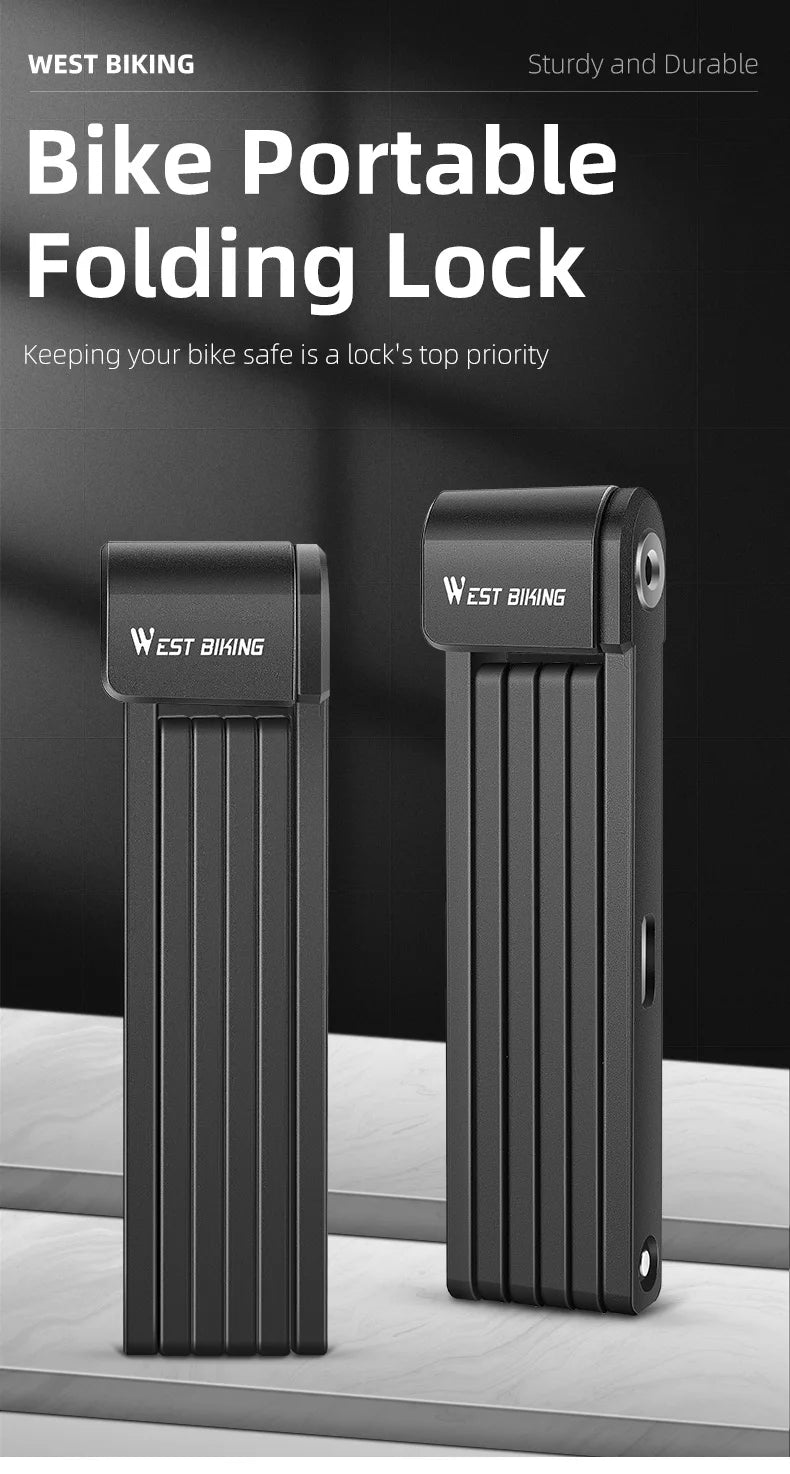 WEST BIKING Anti-Theft Bicycle Folding Lock Portable Motorcycle Electric Scooter Safety Lock High Security Waterproof Bike Lock