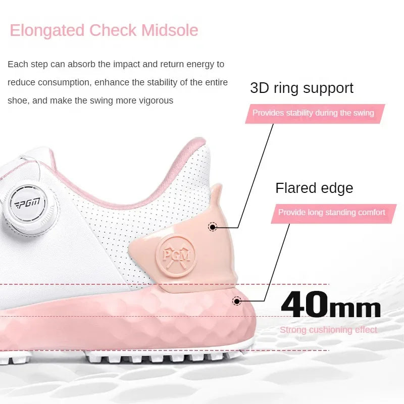 PGM Golf Shoes Woman Nail Waterproof Sneaker Non-slip, Lightweight Knobs, Comfortable, Cushioned, Spikeless Shoes XZ365