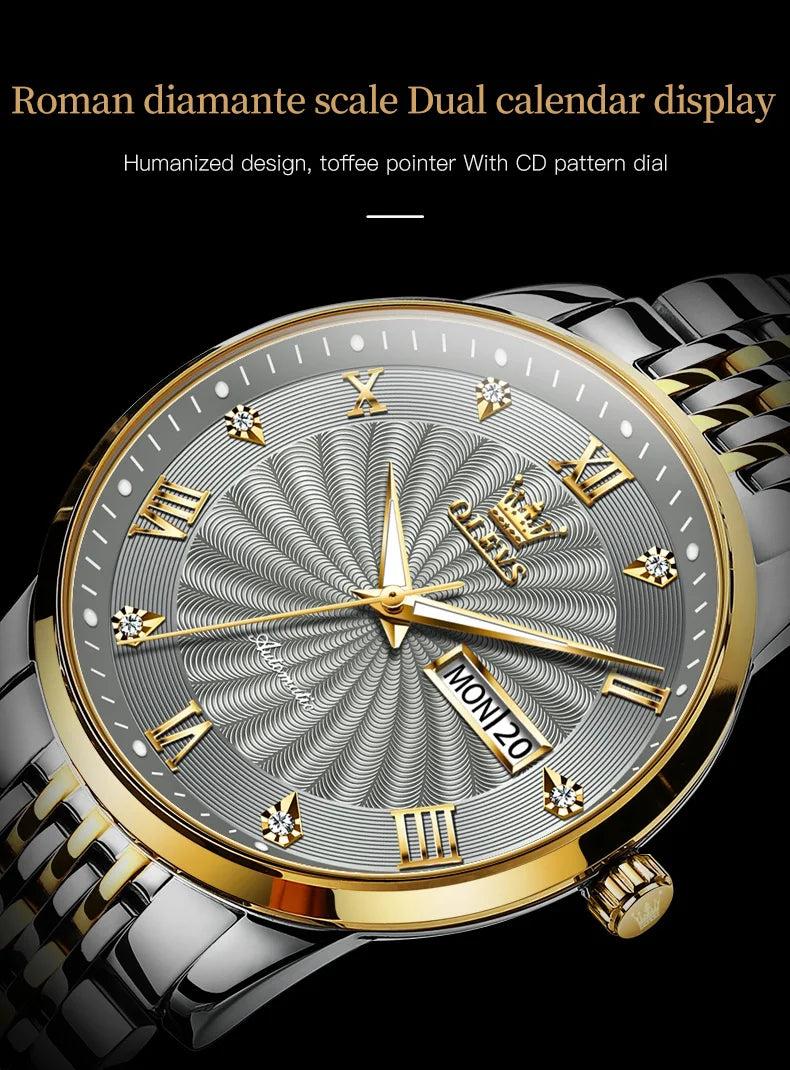 OLEVS Men Mechanical Watch Top Brand Luxury Automatic Watch Sport Stainless Steel Waterproof Watch Men relogio masculino
