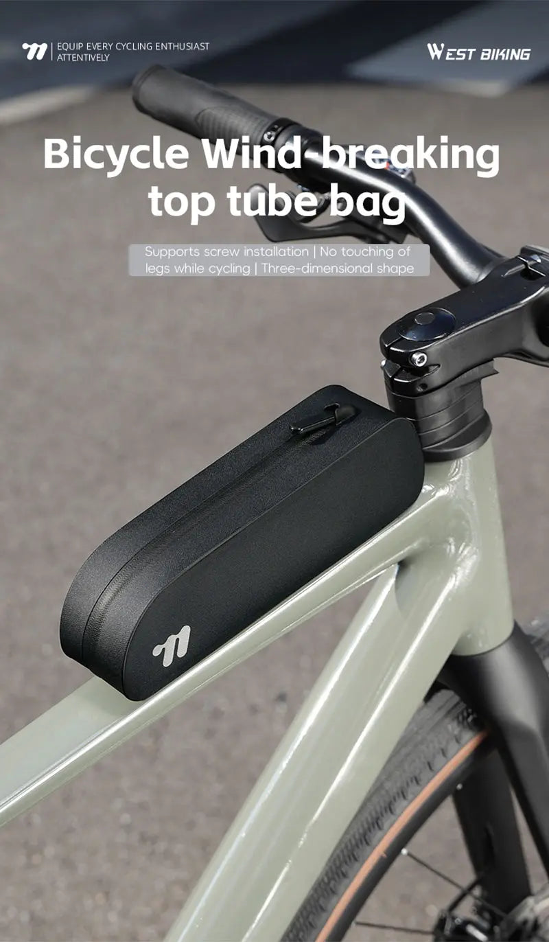 WEST BIKING Bike Top Tube Bag TPU Cycling Front Bag With Screws or Straps Waterproof MTB Road Bike Storage Bag Accessories
