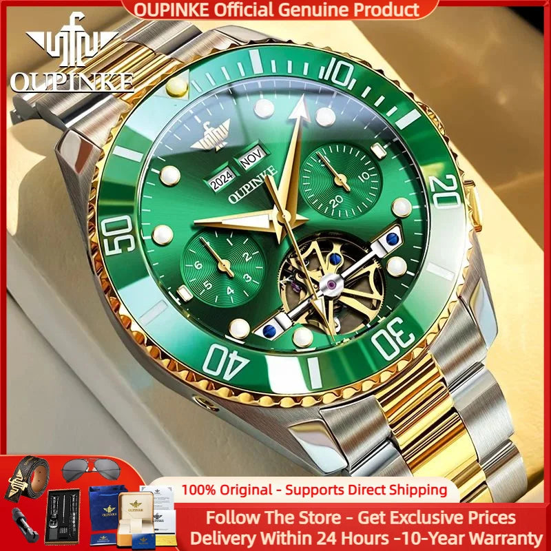 OUPINKE 3229 Men Watch Luxury Original Diving Series Men Automatic Mechanical Watch Waterproof Luminous Calendar Sports Watch