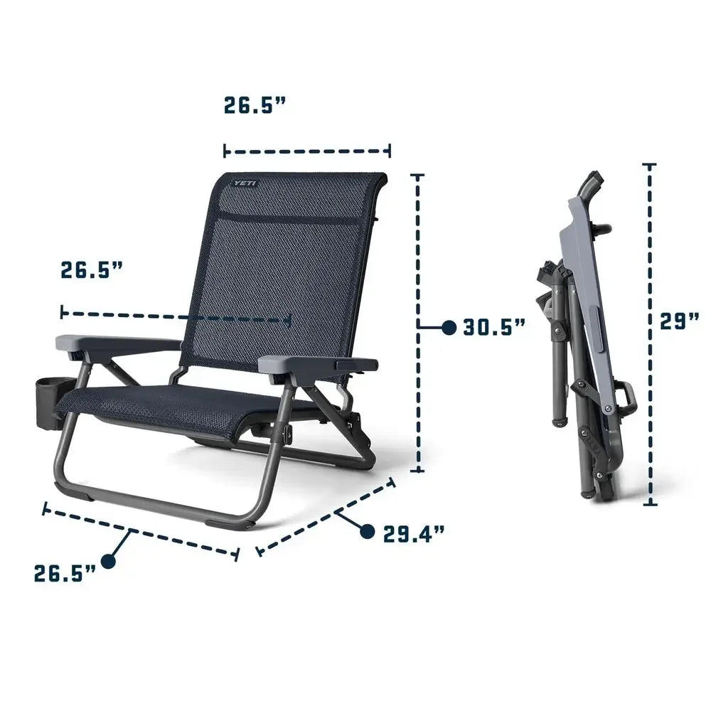 Hondo Reclining Beach Chair, Breathable, UVResistant, and Supports up to 350 lbs, Navy