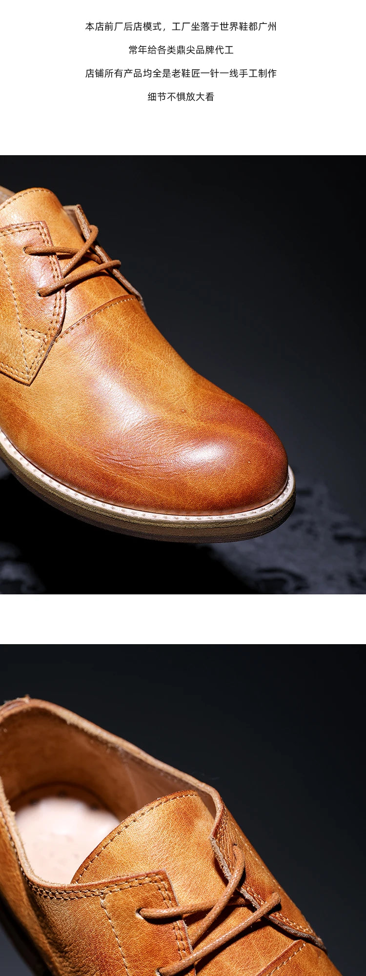 Goodyear-Welted Vintage Genuine Leather Men's Derby ShoesRound-toe Men Casual Shoes Dress Business Dress Shoes Men Wedding Shoes