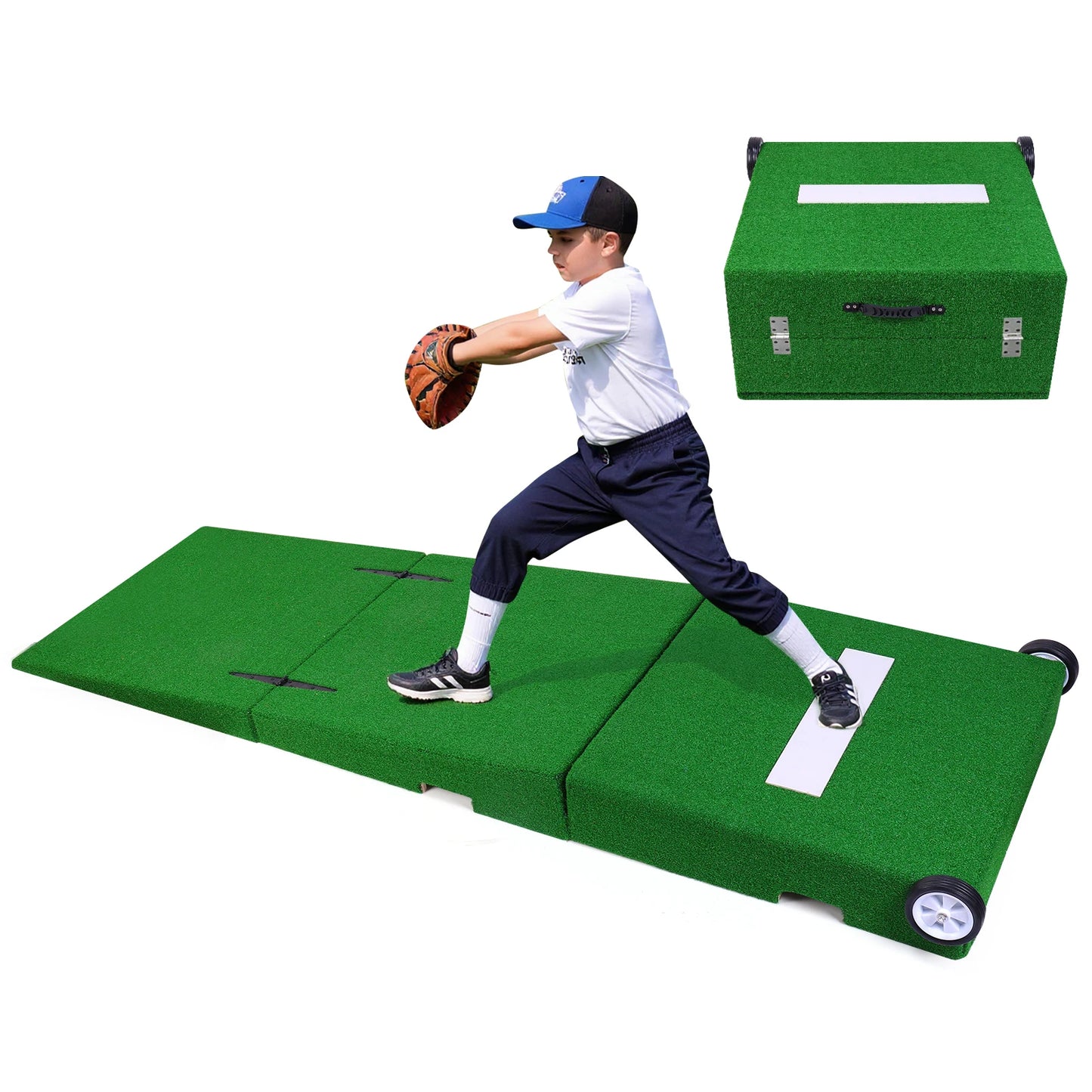 88x28x6 Inch Foldable Pitching Mound with Carry Handle Baseball Pitchers Mound for Practice Softball Youth Backyard Training