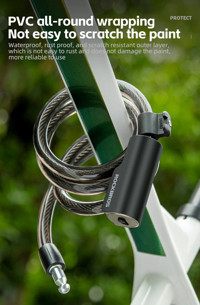 ROCKBROS Bicycle Lock Portable Anti-theft Zinc Alloy Chain Lock MTB Road Cycling Motorcycle Electric Scooter Bike Accessories