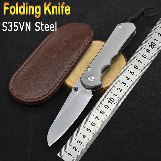 Chris Reeve CR S35VN Blade Ball Bearing  Stone Wash Titanium Alloy Survival Tool Outdoor Camping Knife High Hardness Sharp EDC