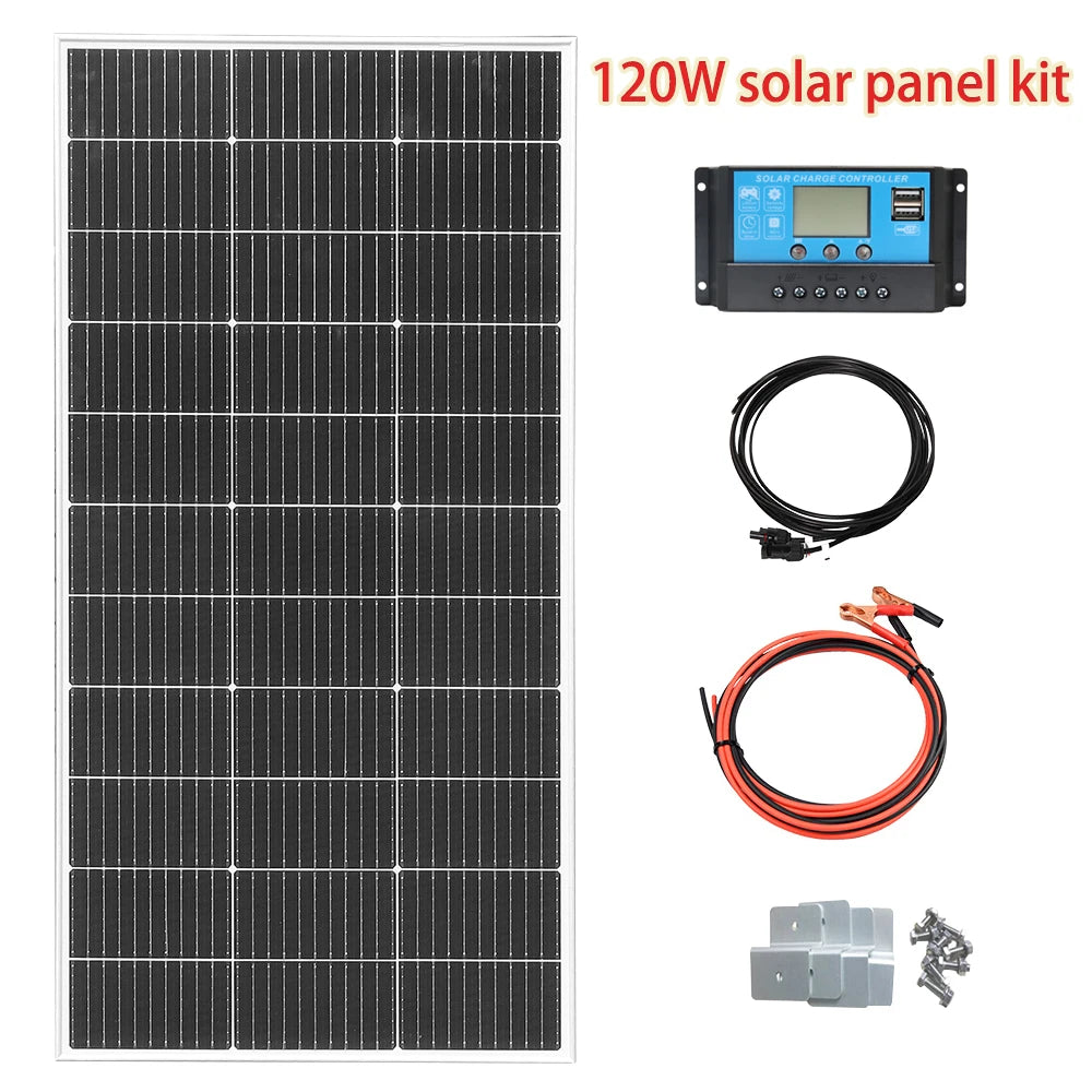 Rigid Solar Panel Battery charger 600W 480W 240W 120W Photovoltaic module outdoor lamp Rechargeable Generator garden RV Camping