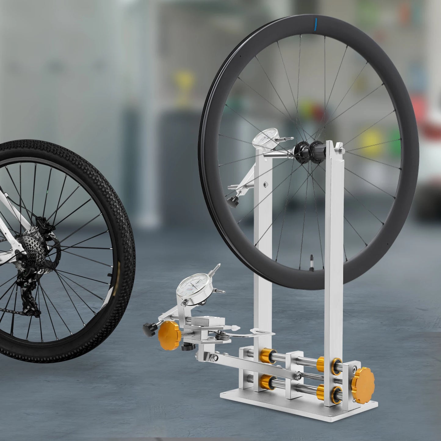 Professional Wheel Truing Stand with 3 Gauges CNC Aluminum Alloy Adjustable for 10-29 Inch Bicycle Wheels (MTB/Road Bike)