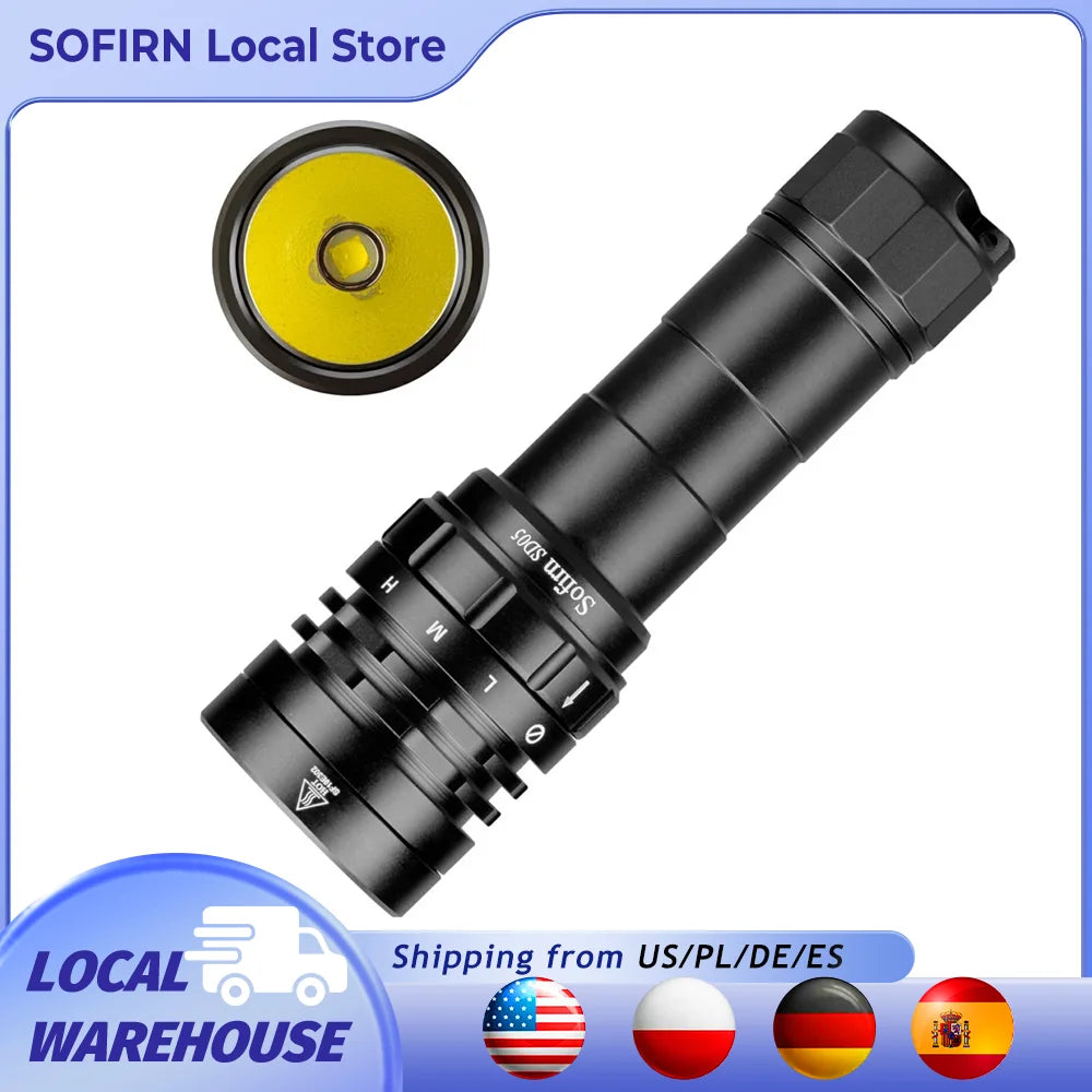 Sofirn SD05 Scuba Diving Flashlight XHP50.2 Super Bright 3000lm 21700 Battery Dive Torch with Magnetic Switch 5000K 6500K