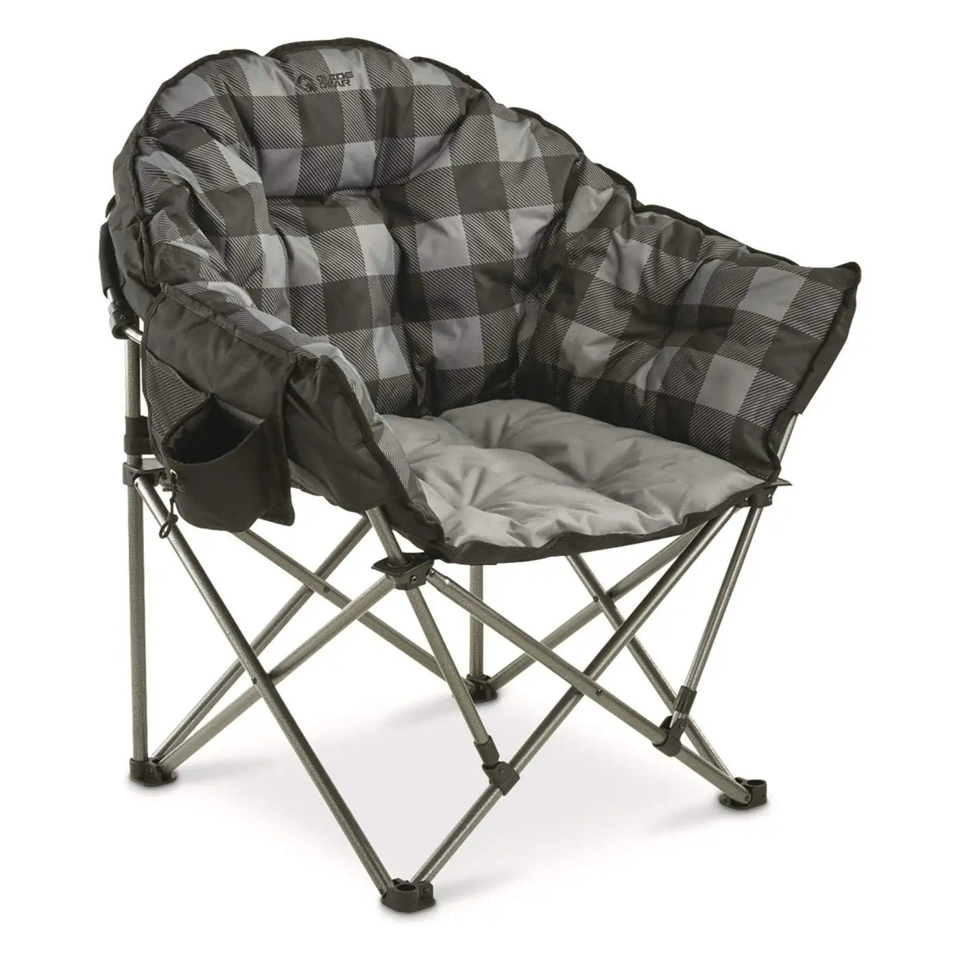 Club Camping Chair, Oversized, Portable, Folding with Padded Seats, 500-lb. Capacity Green Plaid, Customized