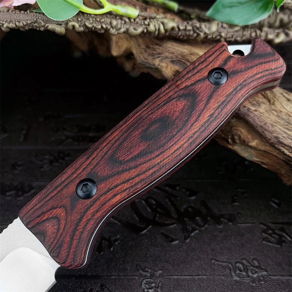 NEW Hot Sale Premium Quality Straight Knife with Leather Sheath Outdoor EDC Multi-function Portable Backpacking Holiday Gifts