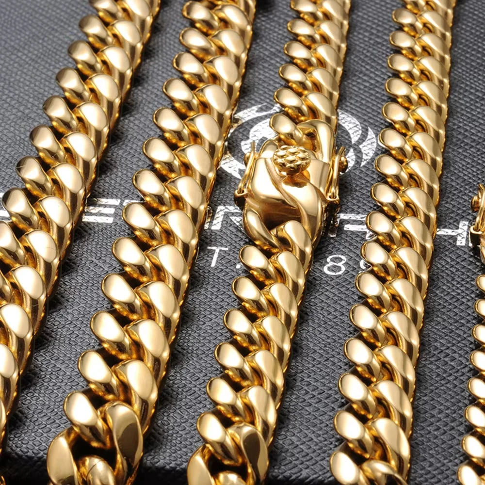 6mm-22mm wide 316L Stainless Steel Cuban Miami Chains Necklaces Big Heavy Round Link Chain for Men Hip Hop Rock jewelry