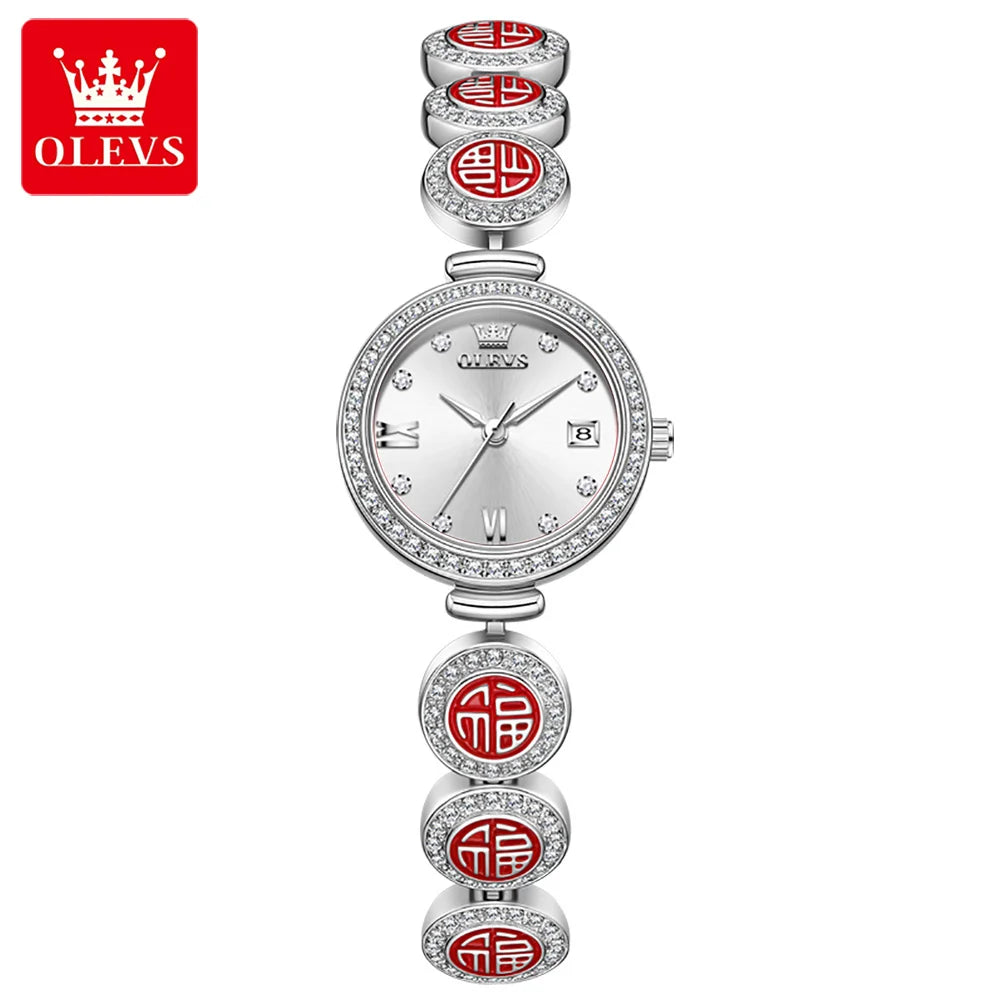 OLEVS 5630 Women Watch Luxury Brand Diamond Watch Date Waterproof Clock Quartz Watch Exclusive Blessing Bracelet Women Watch