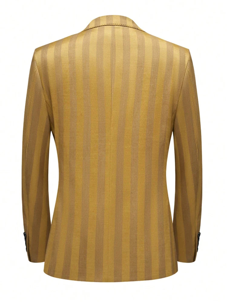 Men's Jacquard 2 Piece Suits Slim Fit Double Breasted Suit Jacket Pants Set Casual Wedding Casual Business