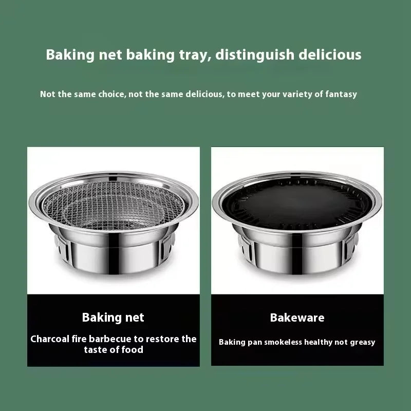 Japanese Korean Stainless Steel Hibachi BBQ Picnic Table Round Grill Outdoor & Indoor Barbecue Stove Cooker Portable