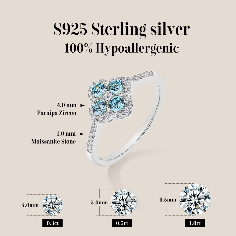 ATTAGEMS S925 Sterling Silver Halo Classic Moissanite Rings D VVS1 for Women Girls Romantic Anniversary Gifts Fine Jewelry Ring