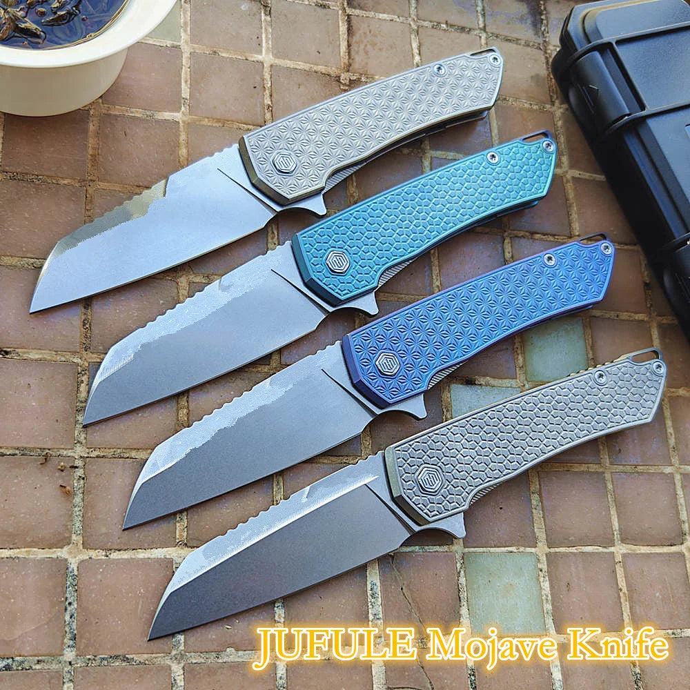 JUFULE Mojave Titanium Handle Ceramic Bearings Kitchenware Pocket EDC Tool Fish Hunting Hike Camping 154CM Outdoor Folding Knife