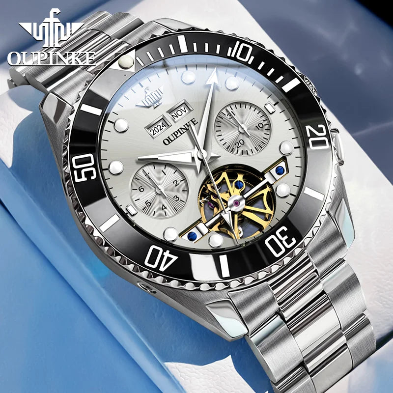 OUPINKE 3229 Men Watch Luxury Original Diving Series Men Automatic Mechanical Watch Waterproof Luminous Calendar Sports Watch