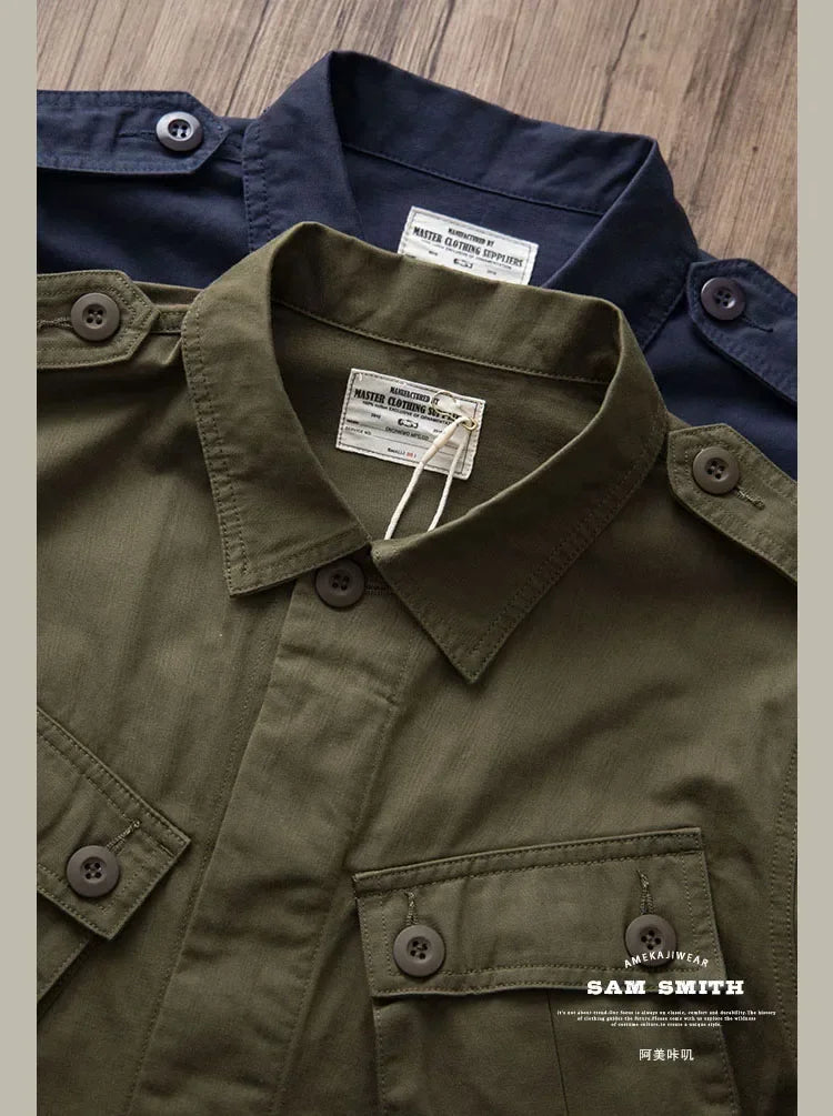 TCU Multi Pockets American Vintage Casual Jackets Spring Autumn 100% Cotton Chevron Coats for Male Amekaji Workwear Hunting Wear