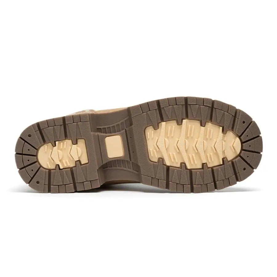 Hiking Winter Boots for Women Casual Brown Combat Work Boot Nonslip FurLined Ankle Boots Fashion Boots Waterproof Leather Shoes