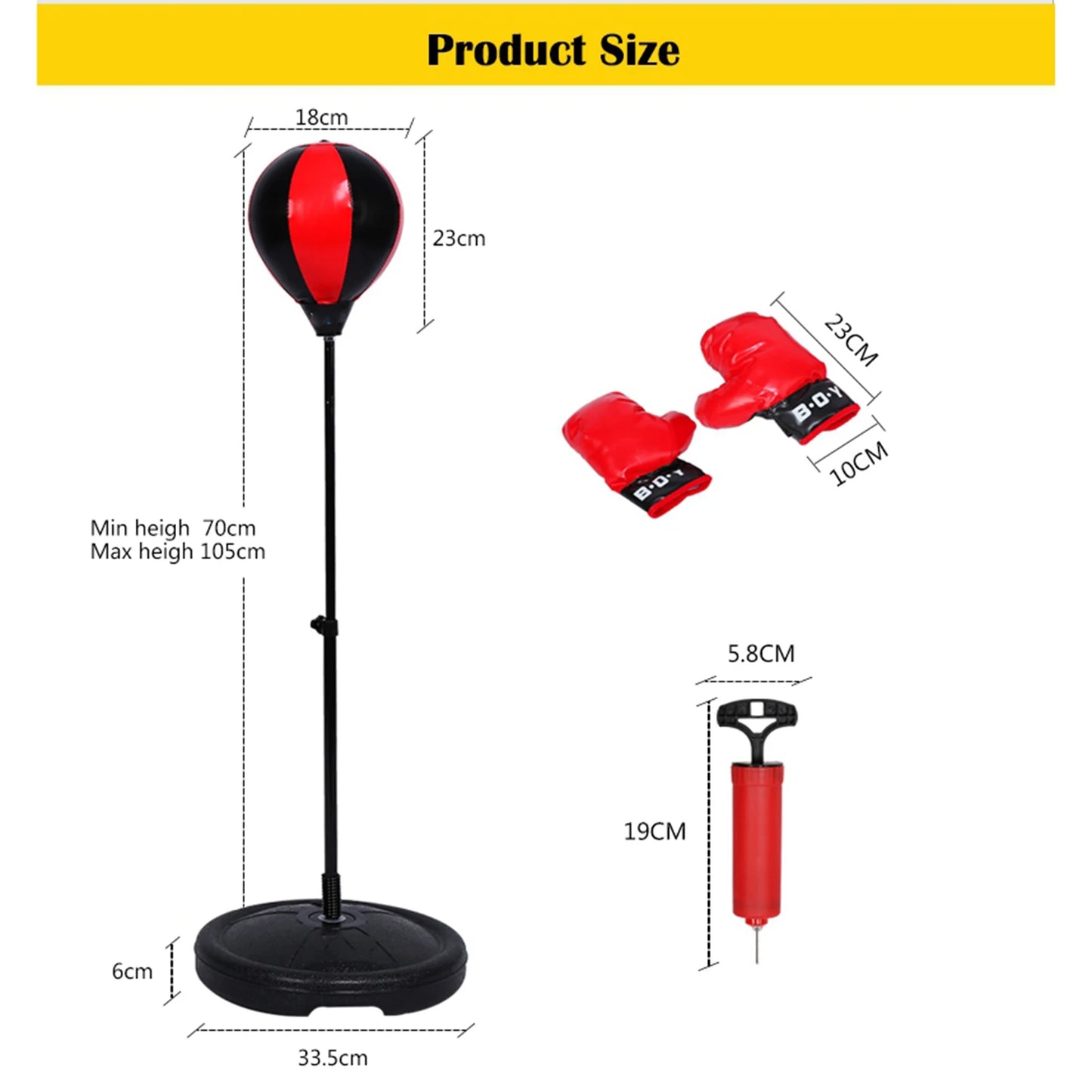 Adjustable Height Kids Punching Ball Bag Speed Boxing Sports Set Fighting Game With Gloves Children Boxing Set