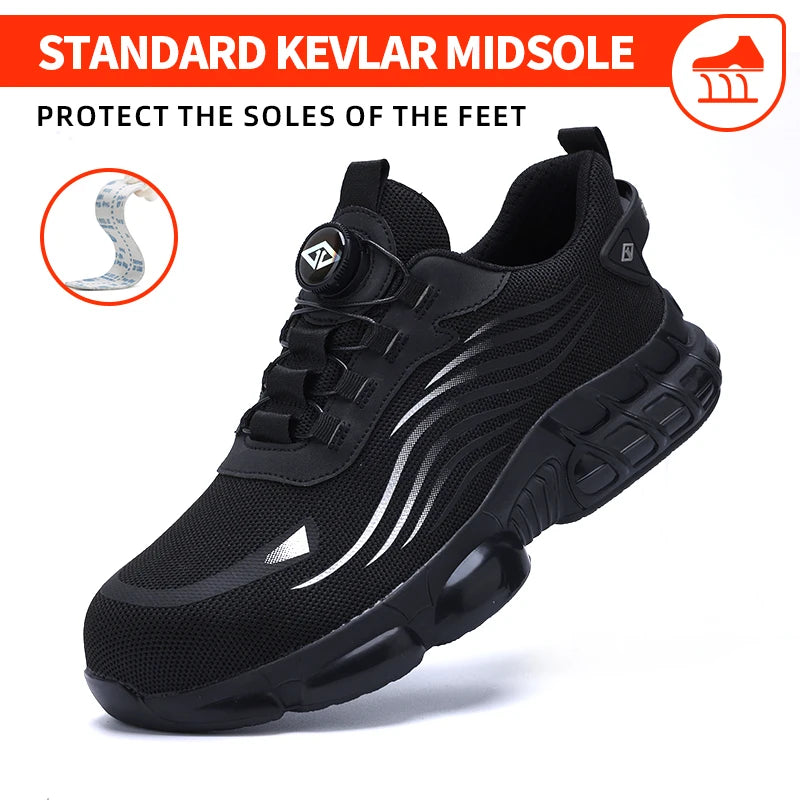 Air Cushion Soft Sole Men's Anti-smash Non-Slip Breathable Work Safety Shoes Men's Steel Toe Puncture Proof Anti-skid Work Safet