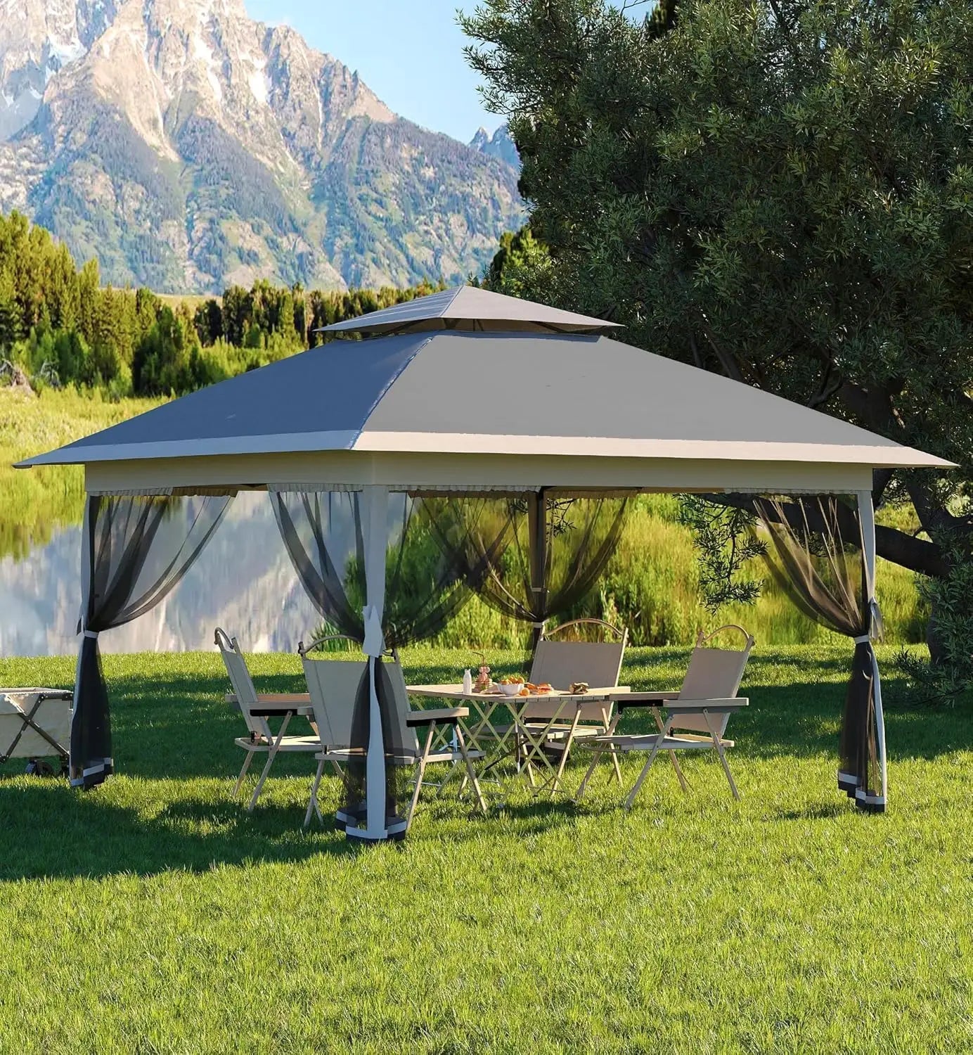 13x13ft Pop-Up Gazebo, Outdoor Canopy Tent With Mosquito Netting, Heavy Duty Party Tent Shelter With Waterproof and, Customized