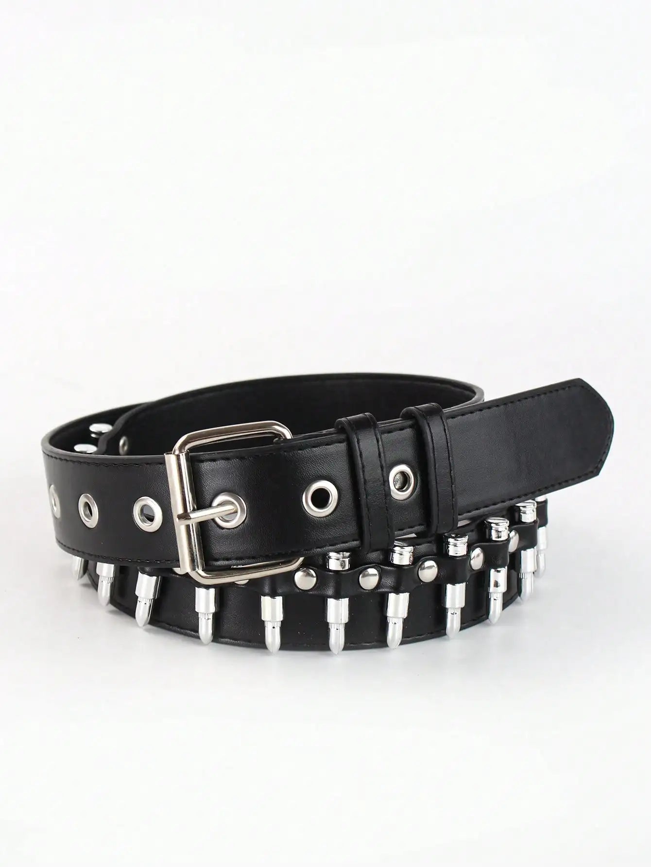 Solid Color Punk Rhinestone Studded Leather Belt, Suitable For Teens, Casual Outdoor, Athletic, Vacations, Graduation Gifts, Birthday, Daily Wear
