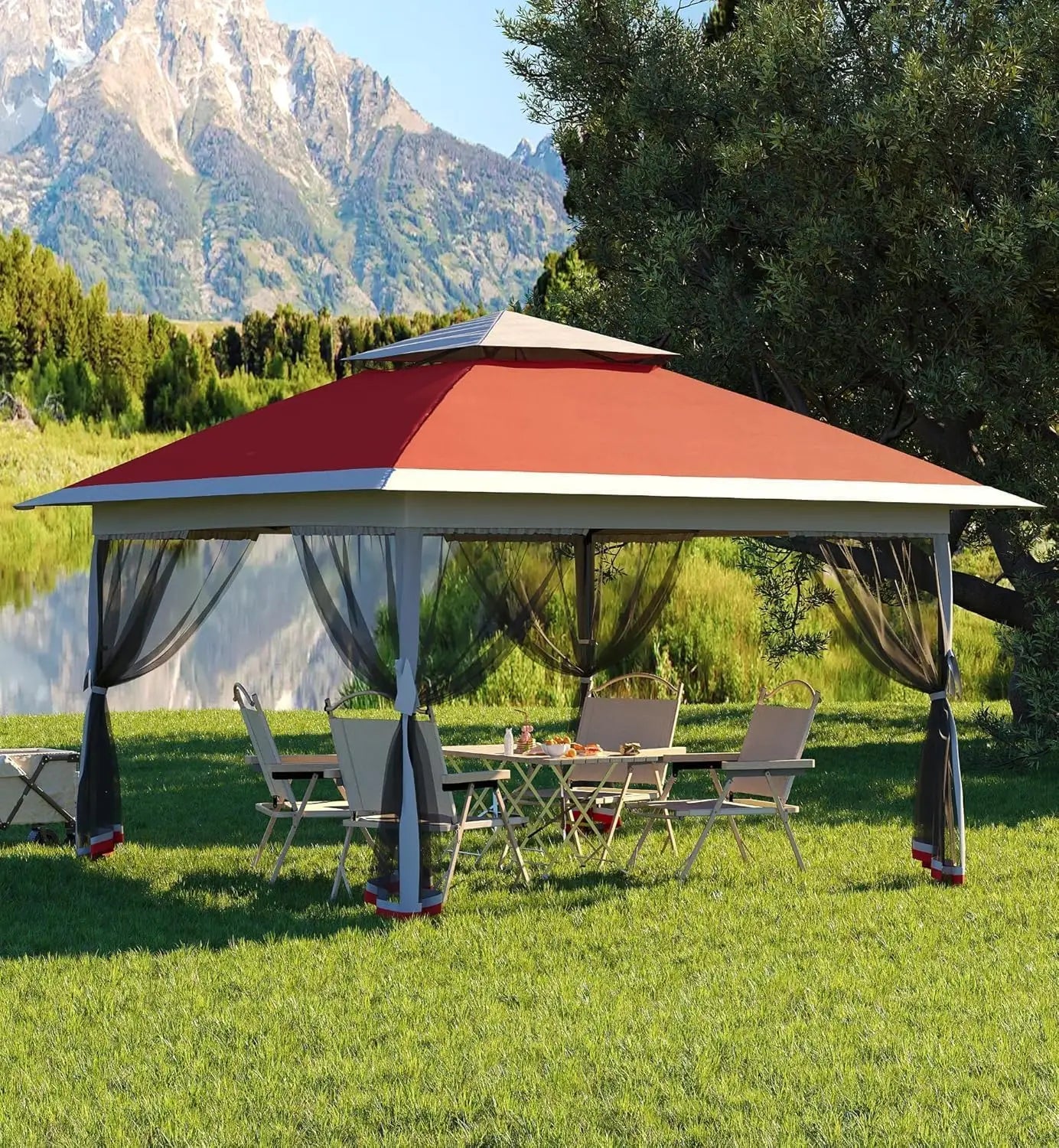 13x13ft Pop-Up Gazebo, Outdoor Canopy Tent With Mosquito Netting, Heavy Duty Party Tent Shelter With Waterproof and, Customized